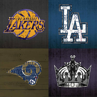 Kareem Abdul Jabbar Los Angeles Lakers Abstract Art Mixed Media by