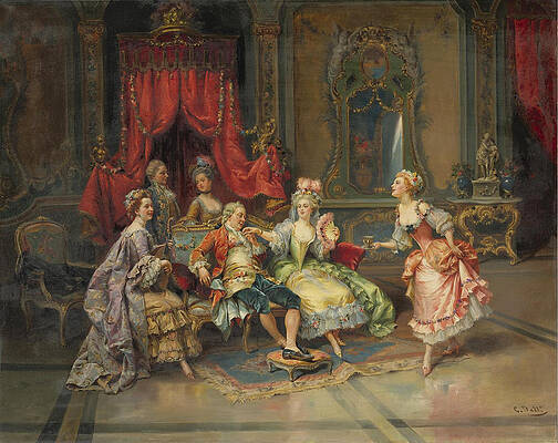 Louis XV in the Throne Room Print by Cesare Auguste Detti