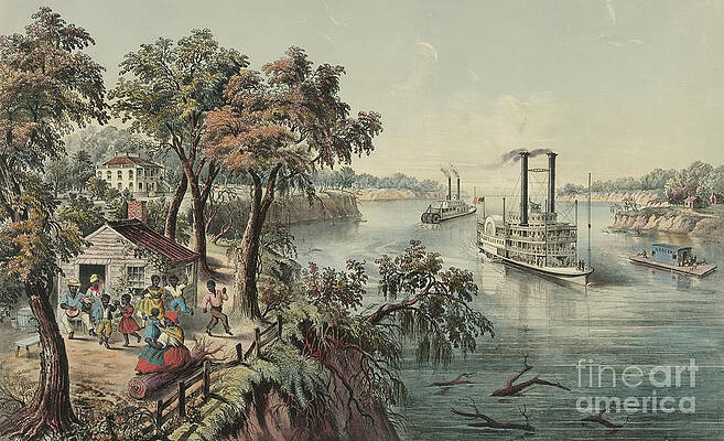 Wall Art - Painting - Low Water in the Mississippi, 1868  by Currier and Ives