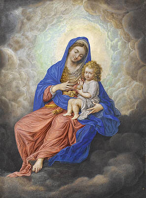 Madonna and Child in Glory Print by Isaac Oliver