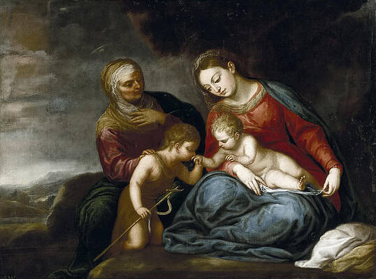 Madonna and Child with Saint Elizabeth and John the Baptist Print by Pedro Atanasio Bocanegra