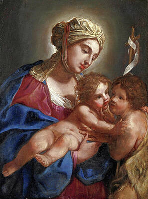 Madonna and Child with Saint John Print by Elisabetta Sirani