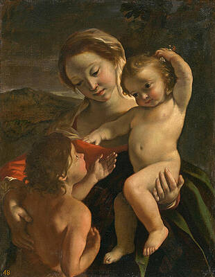 Madonna and Child with the Infant Saint John the Baptist Print by Giovanni Lanfranco