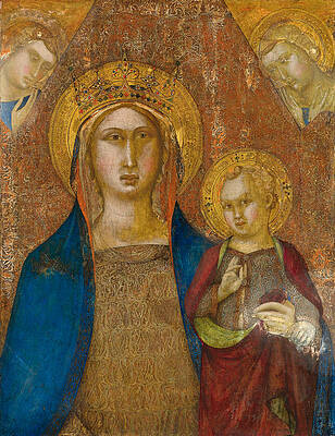 Madonna and Child with two Angels Print by Niccolo di ser Sozzo