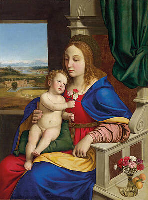 Madonna of the Carnation Print by Sassoferrato