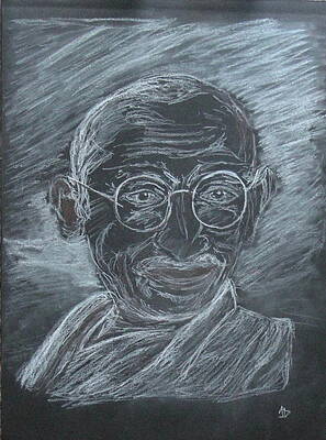 Wall Art - Drawing - Mahatma Gandhi-  by Ishita Das