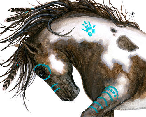 Native American War Horse Art Pixels