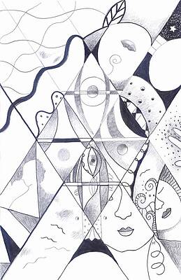 Wall Art - Drawing - Making Points In Multiple Perspectives by Helena Tiainen