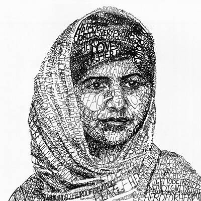 Wall Art - Drawing - Malala Yousafzai by Michael Volpicelli