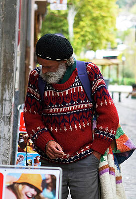 Wall Art - Photograph - Man in a Red Sweater  by Lorraine Devon Wilke