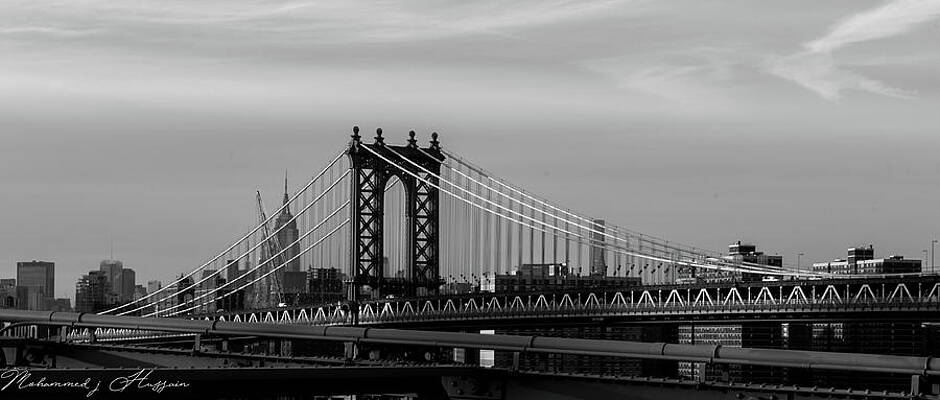  Photograph - Manhattan Bridge in BnW by Mohammed Hussain