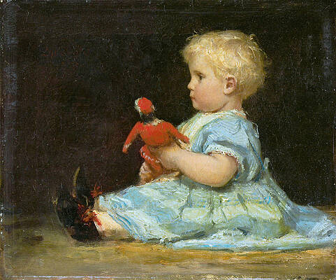 Marie Anker With Doll Print by Albert Anker