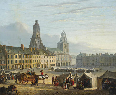 Market in the Hague Print by Bartholomeus Johannes van Hove