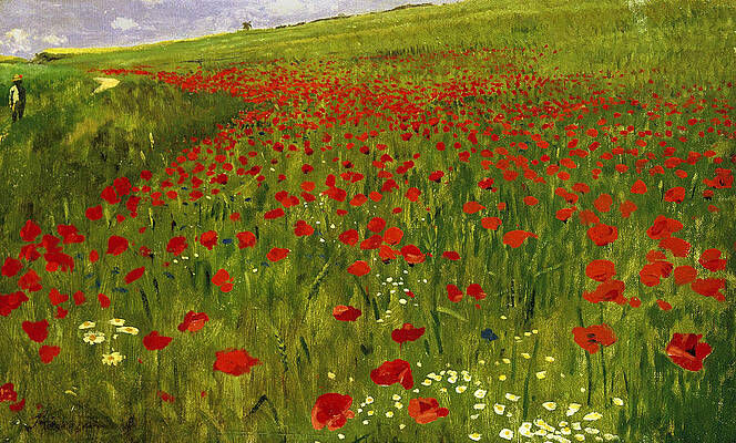 Meadow With Poppies Print by Pal Szinyei Merse