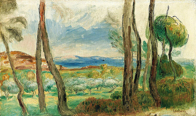 Mediterranean landscape Print by Pierre-Auguste Renoir
