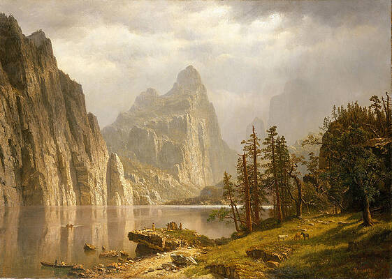 Merced River. Yosemite Valley Print by Albert Bierstadt