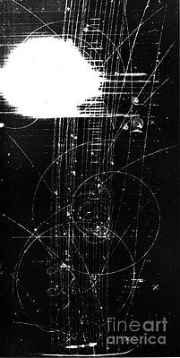 Wall Art - Photograph - Mesons, Bubble Chamber Event by Science Source