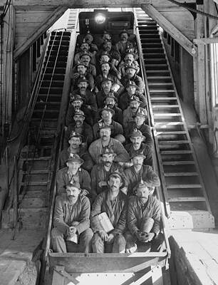 Wall Art - Photograph - Miners In An Open Tram At The Calumet by Everett