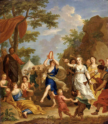 Miriam and the Women of Israel celebrating after crossing the Red Sea Print by Balthasar Beschey