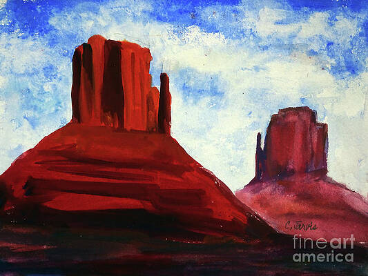 Camper Van Painting Monument Valley Original Art  Arizona Landscape Artwork 7 by 11 by SimArtSpace