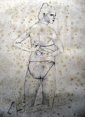 Wall Art - Drawing - Model 589 by Mohd Raza-ul Karim