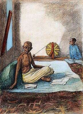 Wall Art - Drawing - Mohandas Gandhi, 1869-1948 by Granger