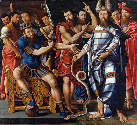 Moses and Aaron before Pharaoh. An Allegory of the Dinteville Family Print by Master of the Dinteville Allegory