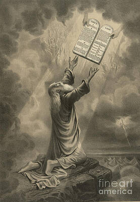 Wall Art - Photograph - Moses Receiving The Ten Commandments by Science Source