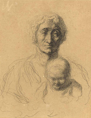 Mother and Child Print by Honore Daumier