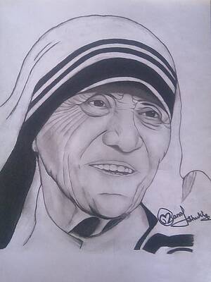 Mother Teresa sketch | Pencil sketches landscape, Mother teresa art, Pencil  drawings of animals