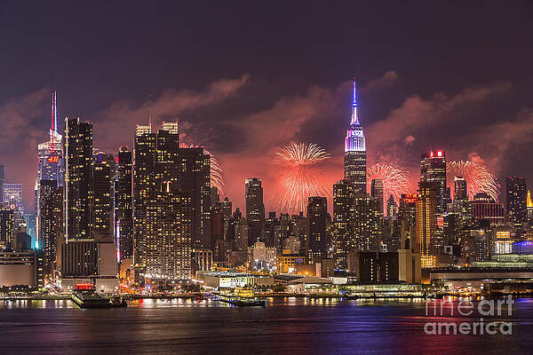 Wall Art - Photograph - New York City Skyline and Fireworks III by Clarence Holmes
