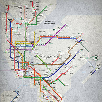 Wall Art - Painting - New York City Subway Map by Christopher Arndt