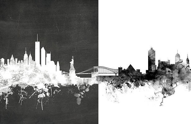 Wall Art - Digital Art - New York Memphis Skyline Mashup by Michael Tompsett