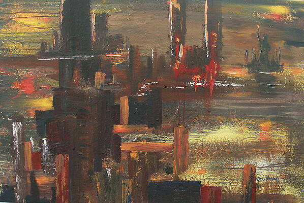 Wall Art - Painting - New York Tragedy by Miroslaw  Chelchowski