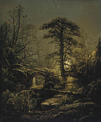 Night in the Forest Print by William Louis Sonntag