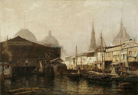 North River Pierhead Print by Arthur Quartley