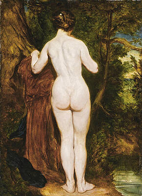 Nude bather by a stream Print by William Etty