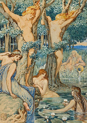 Nyads And Dryads Print by Walter Crane