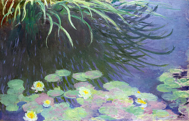 Nympheas avec Reflets de Hautes Herbes Print by Claude Monet