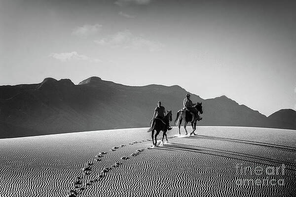 Sunset Photograph - On Horseback At White Sands by Susan Warren