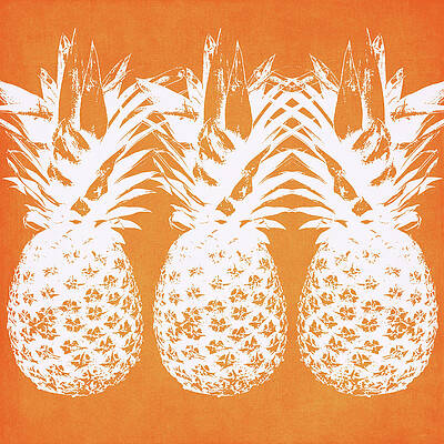 Wall Art - Painting - Orange and White Pineapples- Art by Linda Woods by Linda Woods