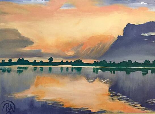 Orange Reflections, Heinricy Lake by Renee Noel Orange Reflections, Heinricy Lake by Renee Noel
