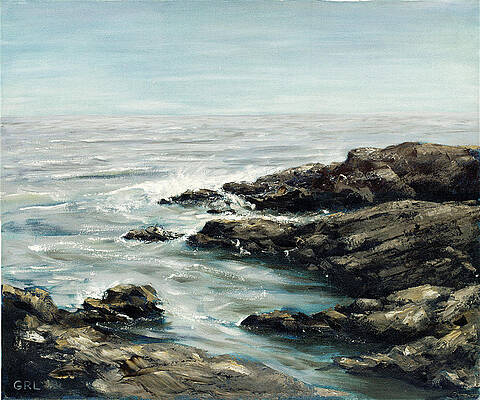 Original Fine Art Painting Bass Rocks Massachusetts by G Linsenmayer Original Fine Art Painting Bass Rocks Massachusetts by G Linsenmayer