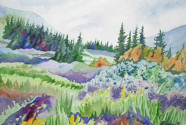 Wall Art - Painting - Original Watercolor - Summer in the Rockies by Cascade Colors