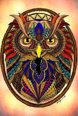 Wall Art - Digital Art - Ornate Owl In Color by Becky Herrera