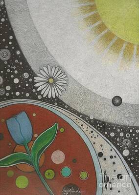 Wall Art - Drawing - Our Little Universe and Beyond by Janet Hinshaw