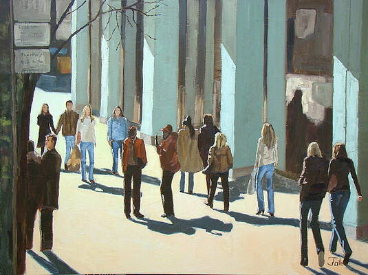 Wall Art - Painting - Out for a walk with shadows number two by Tate Hamilton