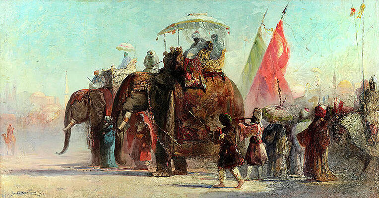Parade Led by Elephants Print by Douglas Arthur Teed