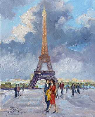 Couple Eiffel Tower Paintings Fine Art America
