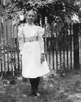 Pauline Sanford in backyard by Frank Fawcett